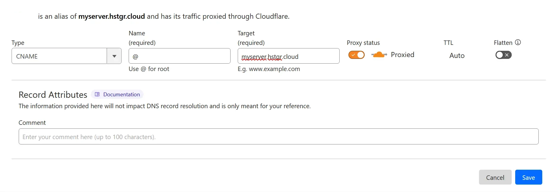 Cloudflare DNS configuration